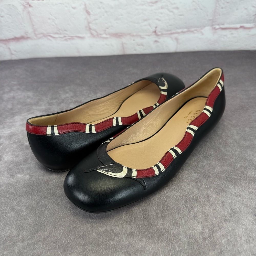 Rare Gucci Kingsnake Women’s Ballet Leather Flats 35.5 - Picture 4 of 10